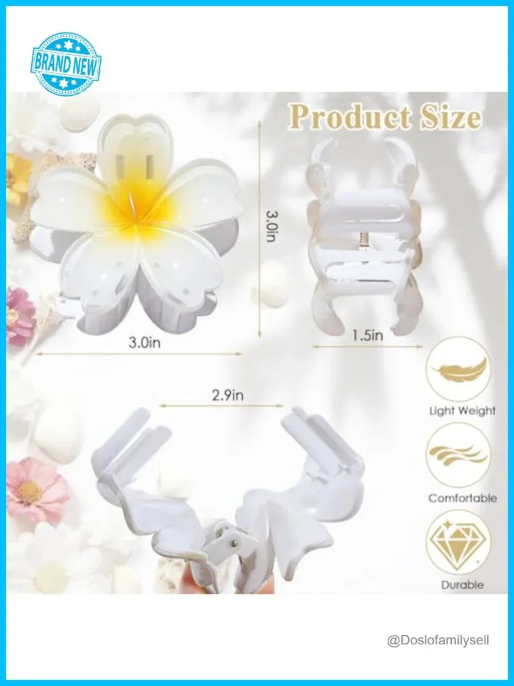 6 Pcs Flower Hair Claw Clips for Thick Hair, Strong Hold Non-Slip Plastic Claws
